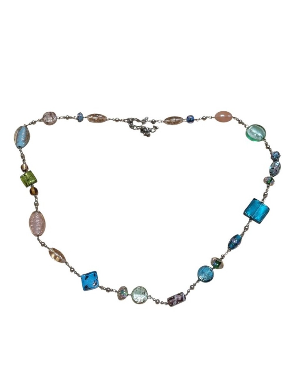 Premier Designs Multicolored Foil Art Glass Beaded Necklace